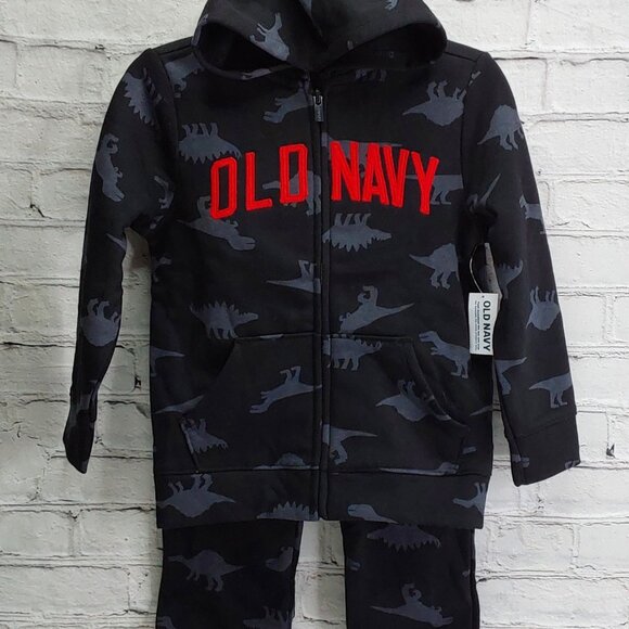 'OLD NAVY' DINOSAUR FLEECE LOGO HOODIE JACKET & MATCHING PANTS/ OUTFIT